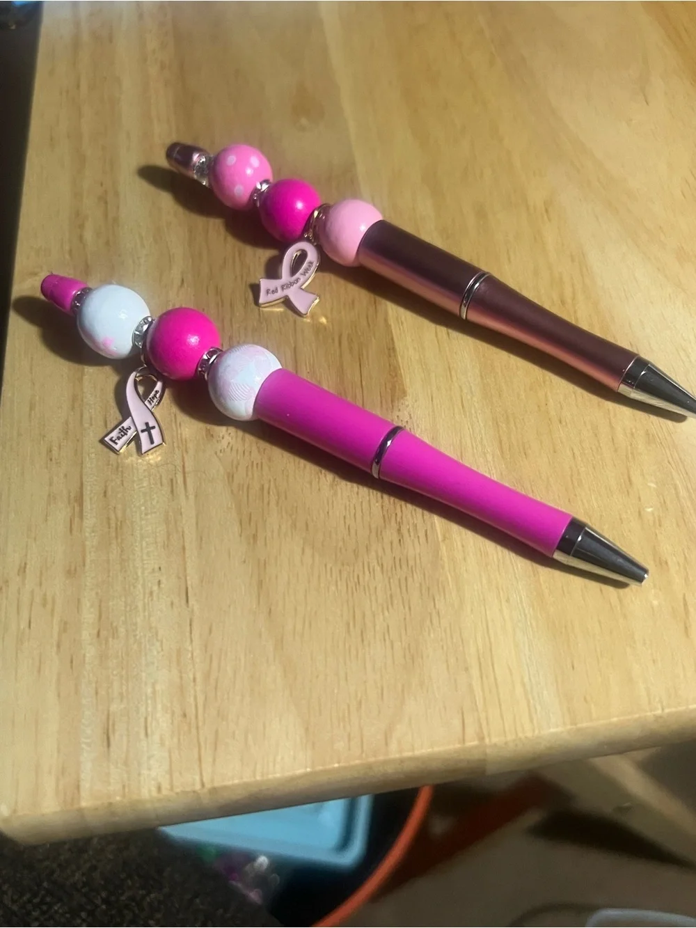 Beaded Pink Charm Ballpoint Pens - Set of 2 M44